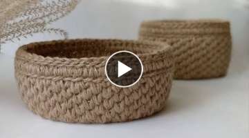 Crochet jute basket without using rope.