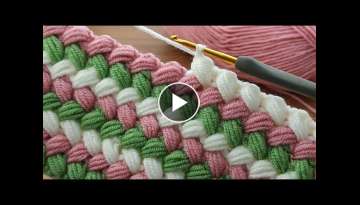 Amazing ????????Very easy crochet 3-color filled two-way baby blanket model explanation #crochet