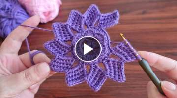 Super Easy Crochet Tunisian Knitting Flower 