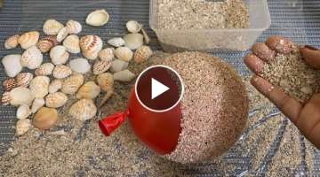 How To Make Flower Vase From Seashells And Sand | Flower Pot Making