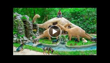  Building Dinosaur Mud House Dog And Waterfall in Jurassic Park 