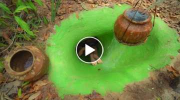 Building The Most Secret Temple Underground House With Water Slide 