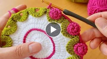 Super esay knitting Crochet Rose motif model